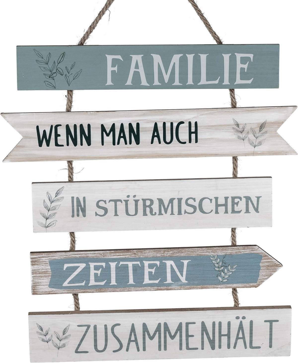 Hängendes Holz-Schild mit Spruch – 5-teilig, 33x36cm