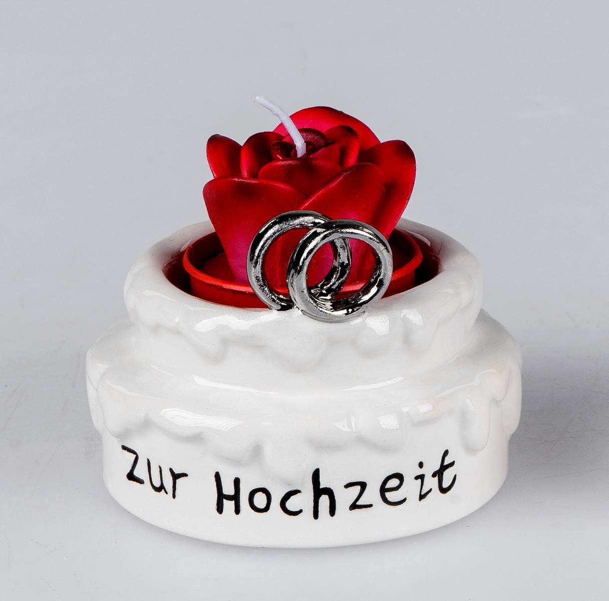 Formano Teelichtleuchter "Zur Hochzeit" ausweiß glasiertem Steingut, ca.7cm718426A