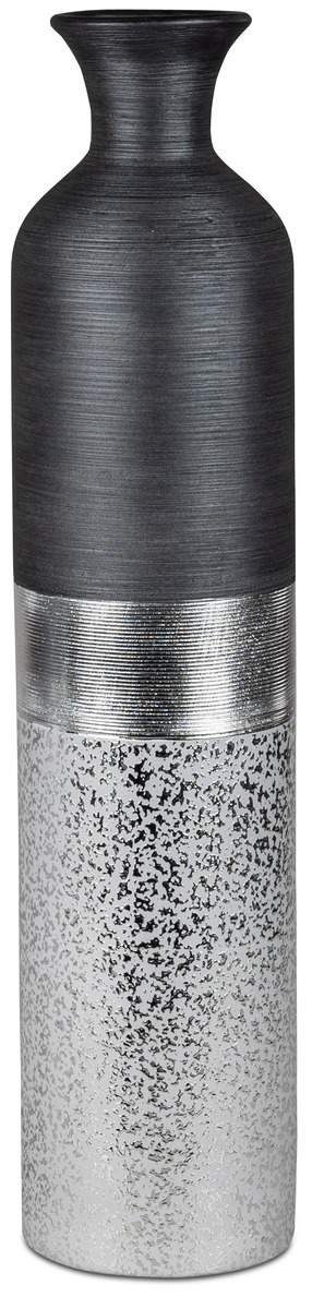 Flaschenvase Luxor-Silber 40cm – Eleganz aus Keramik in Silber-Grau