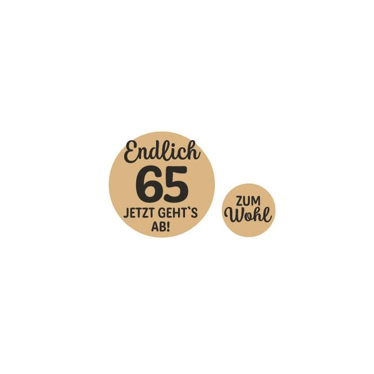Trinkglas Cocktailglas mit Spruch - Endlich 65