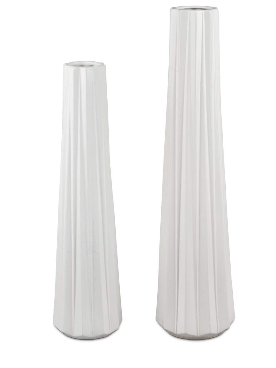 Elegante Bodenvase "Weiß" – 14x55cm, aus Keramik mit matter Glasur und Relief