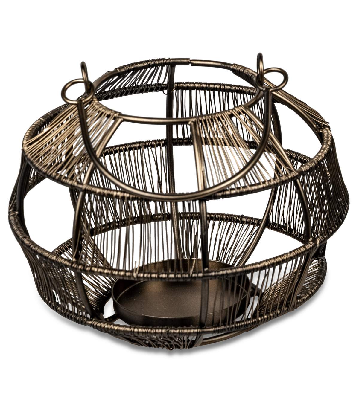 Windlicht „Kugel“ aus Metall mit Antik-Gold Finish - 20 x 16 cm