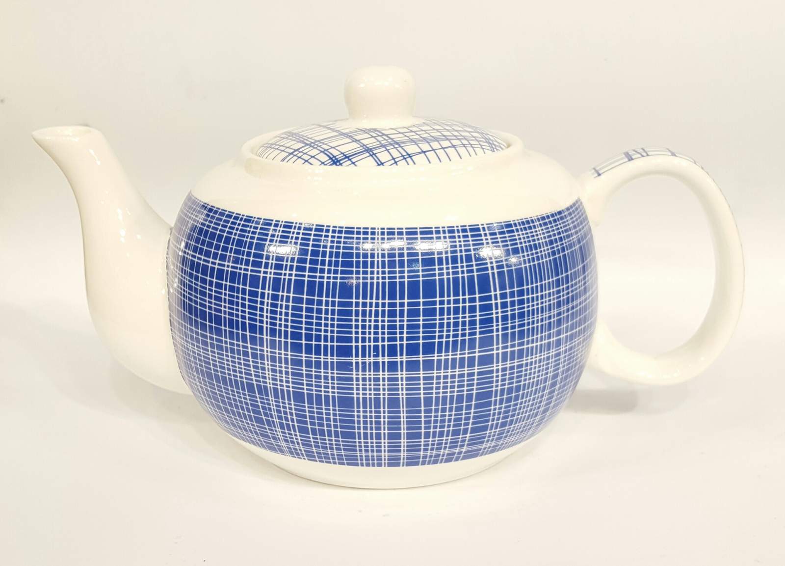 Kanne "Nippon" Porzellan 0,7 lBlau mit weißen Linien/Linien