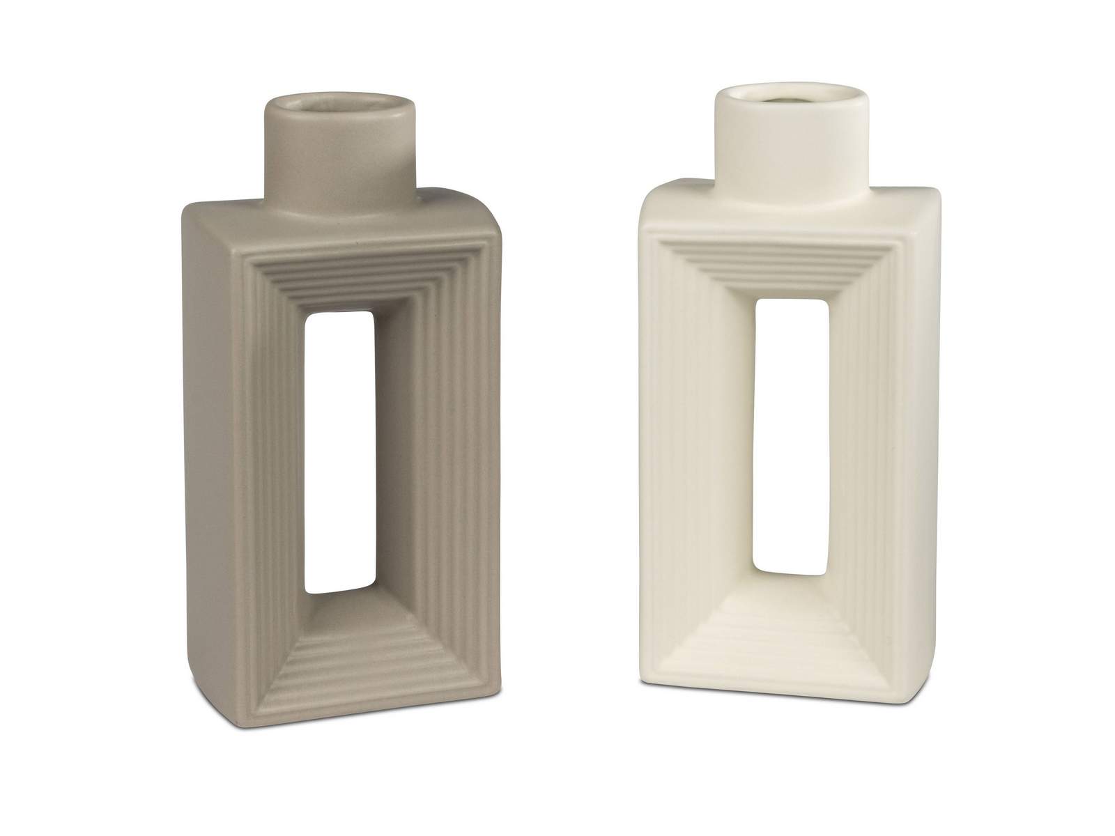 Deko-Vase "Vanilla & Candy" 20 cm – moderne Keramik mit Rillenstruktur