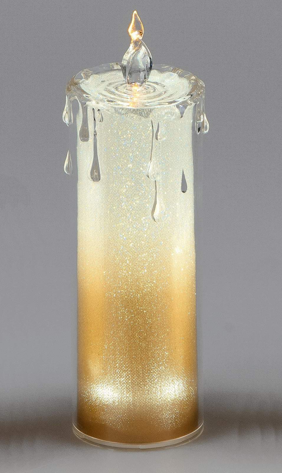 Acryl-Kerze mit warm-weißem LED-Licht und goldfarbener Spezialfolie, 7x24cm – Eleganz und Glanz für Ihr Zuhause