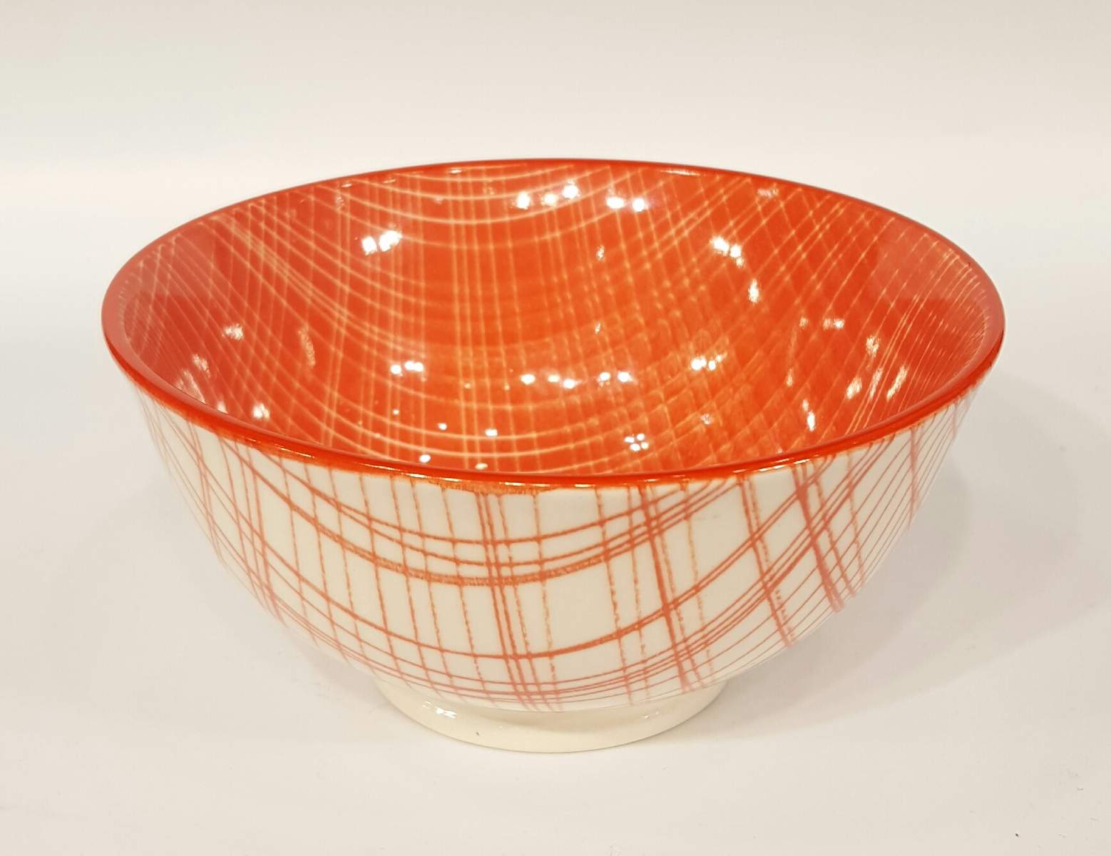Schale "Nippon" Porzellan 0,25 l Weiß mit roten Linien/Linien