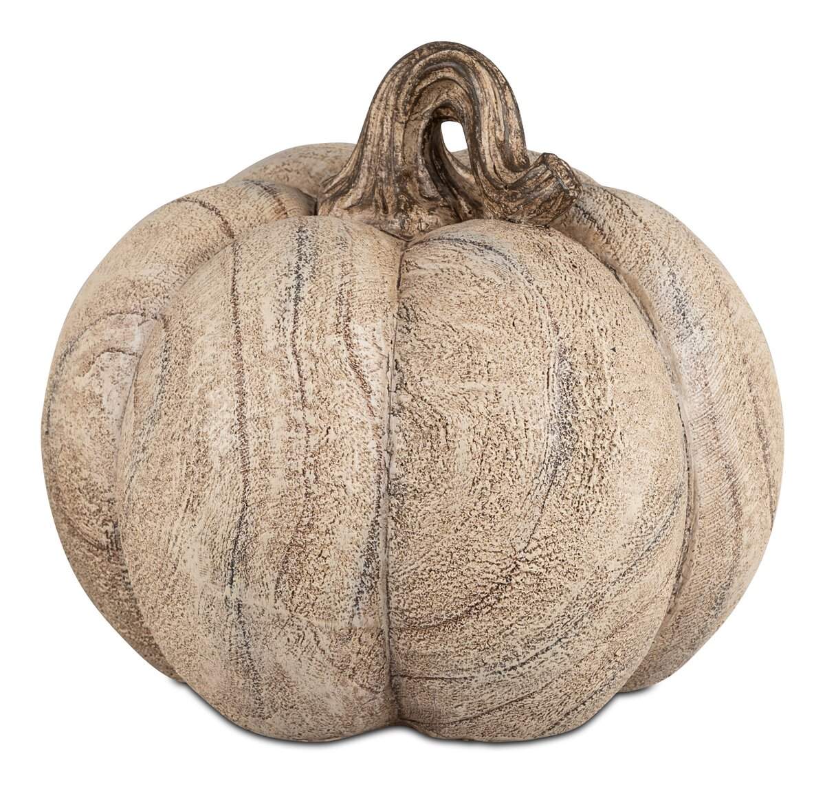 Deko-Kürbis in Holz-Optik aus Kunststein – 18cm
