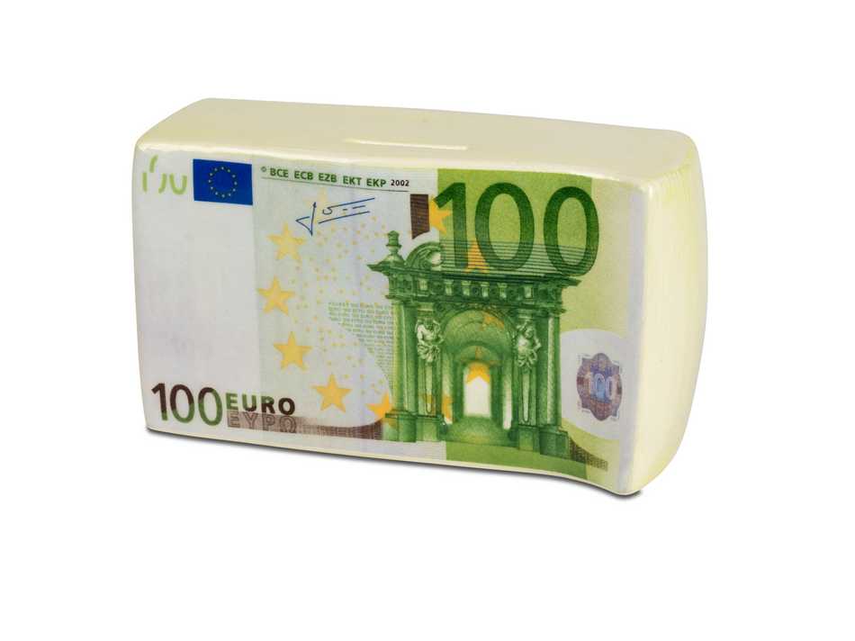Spardose mit Schloss Banknoten 17cm Keramik