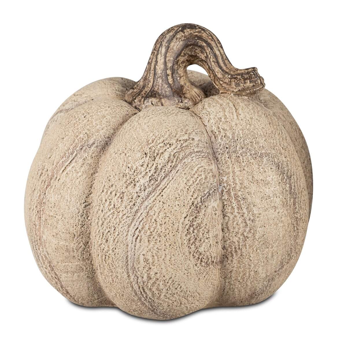 Deko-Kürbis aus Kunststein in Holz-Optik, 13cm