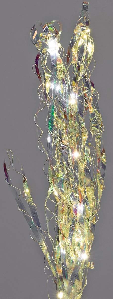 Deko-Zweig 60 cm mit 20 LED-Lichtern und schimmernden Kunststoffbändern, inkl. Netzteil und Timer