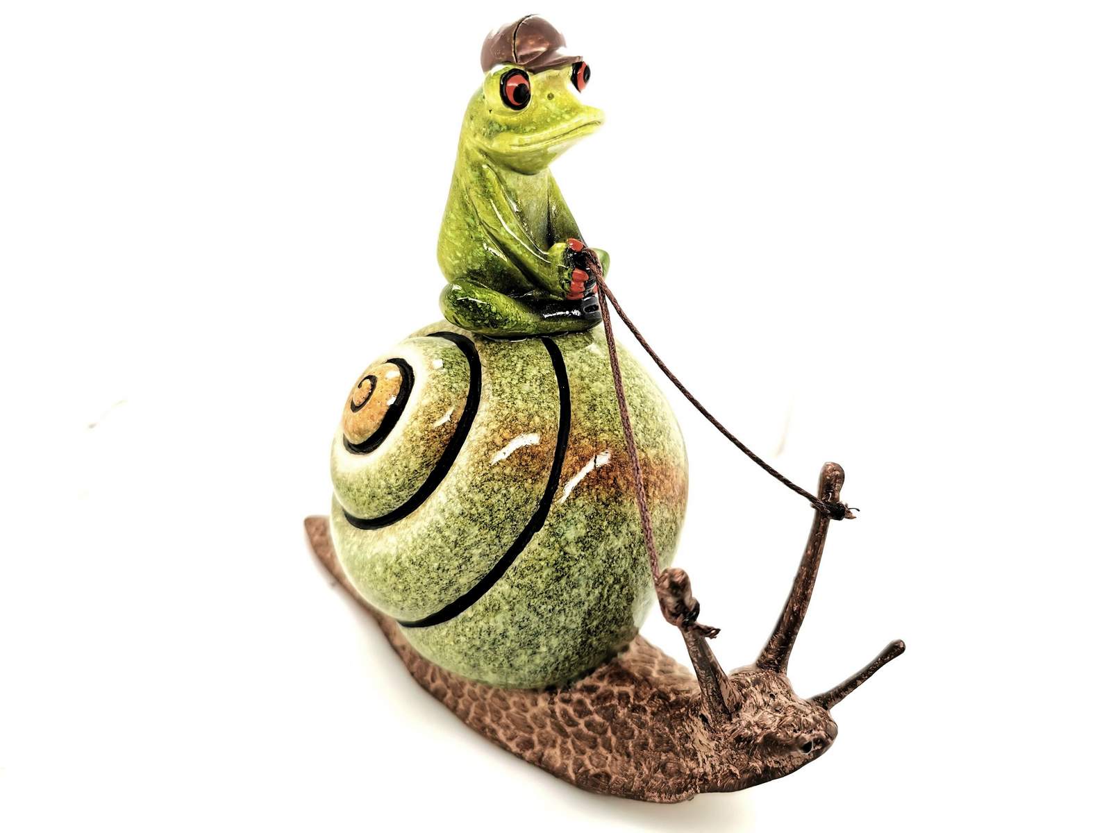 Deko-Figur Froschhausen - Der mutige Schneckenreiter, Frosch auf Schnecke