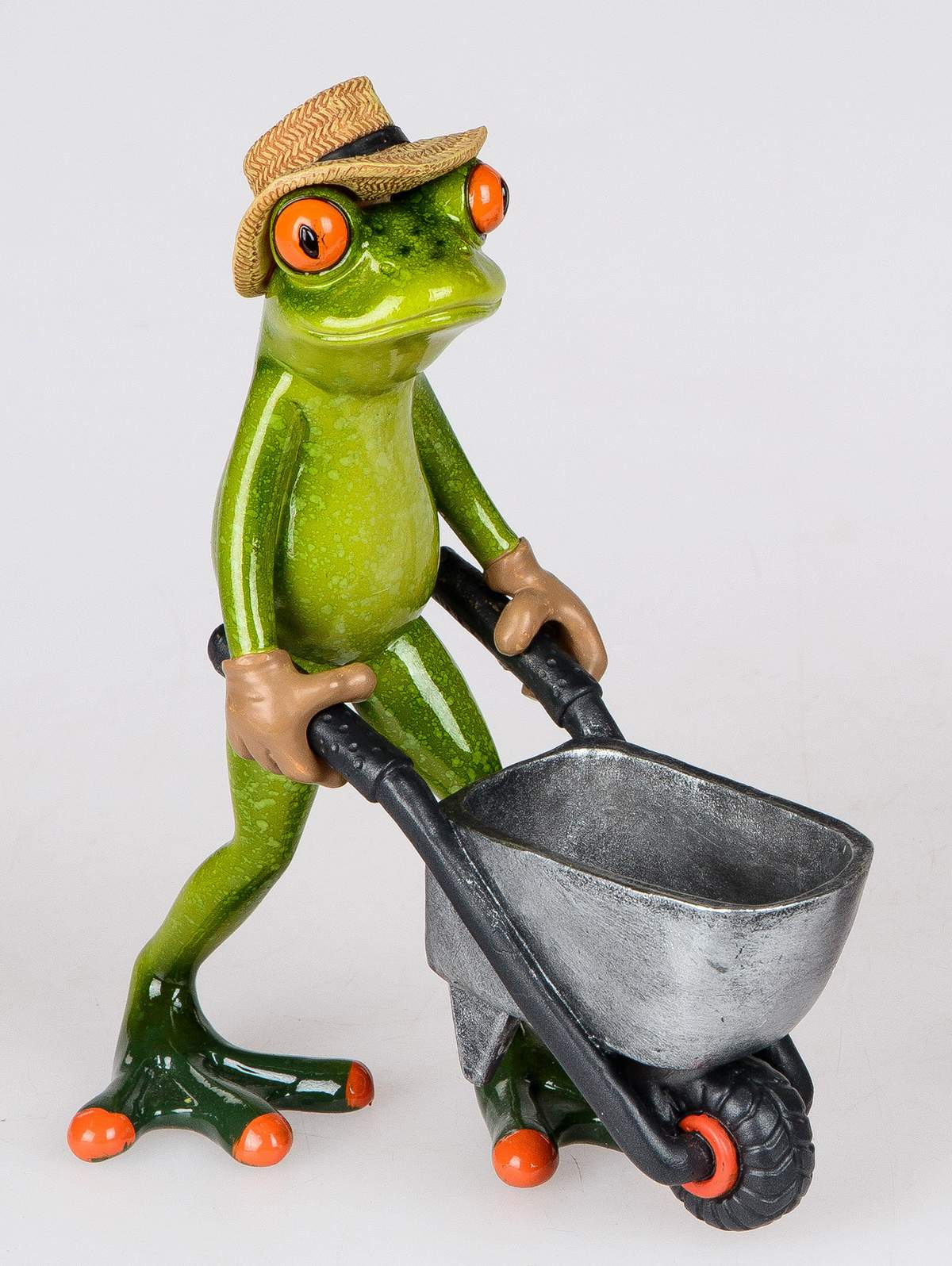 Formano Dekofigur Frosch Gärtner mit Karre handbemalt