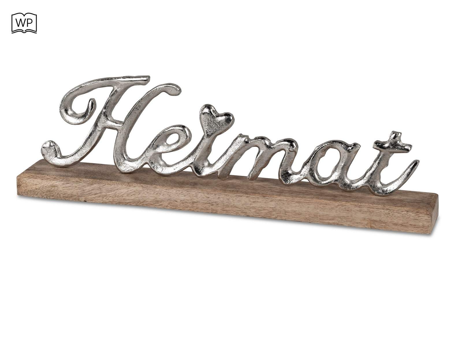 Schriftzug Heimat 40x12 Alu Mango-Holz