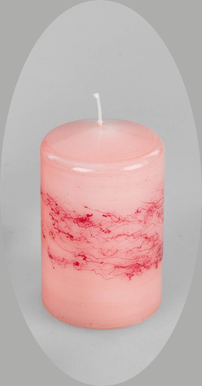Kerze Stumpen rund ca. 7x11cm Netz - rosa