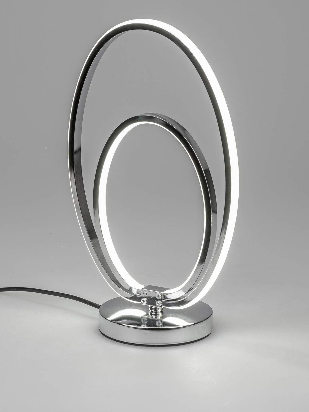 Elegante LED-Lampe "Oval" – 24x38cm, aus glänzendem silbernem Metall