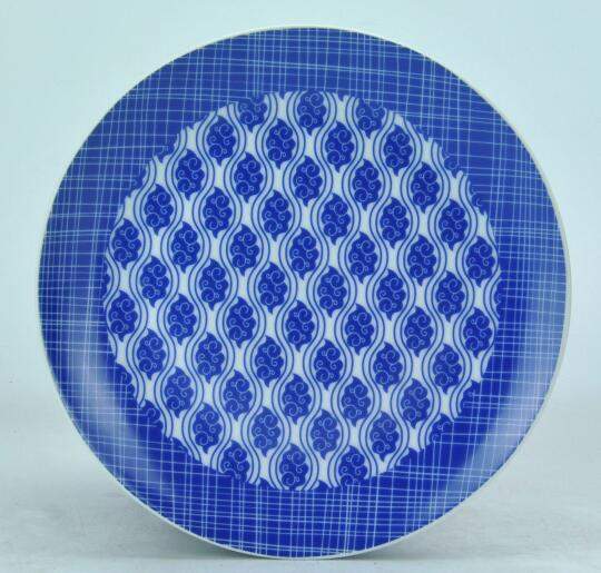 Teller "Nippon" Porzellan 19 cm Paisley/Linien Blau