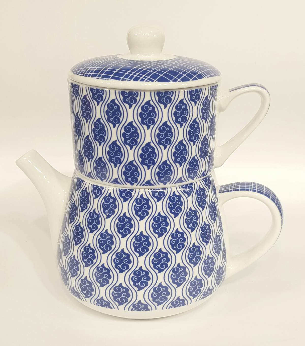 Tea for one "Nippon" Porzellan Paisley/Linien Blau