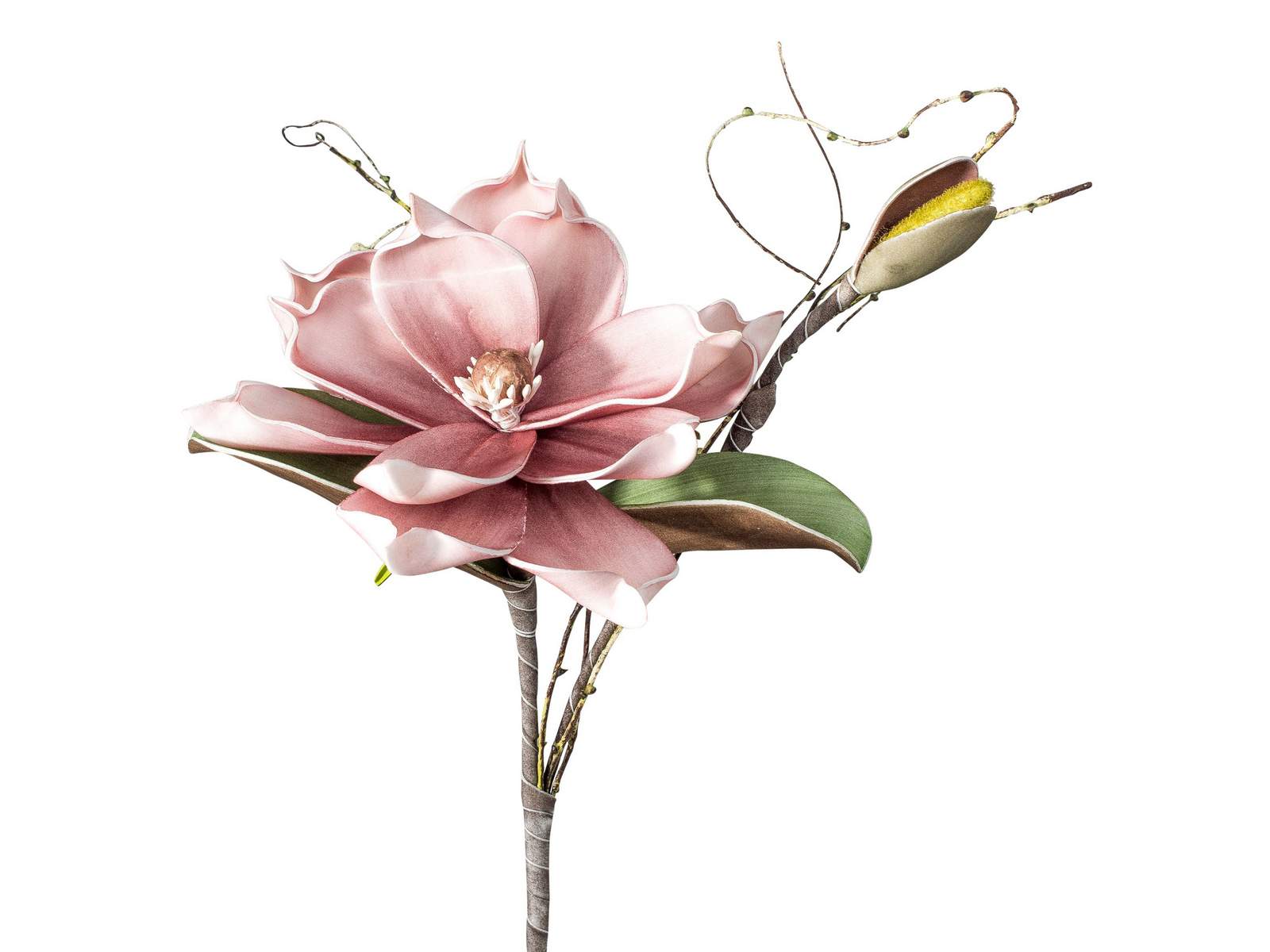 Deko-Zweig Kunstblume Magnolienzweig altrosa, ca. 42cm