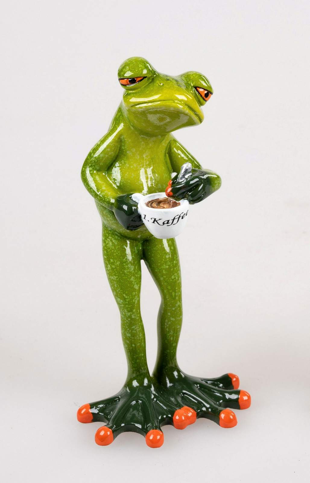 Frosch Mann mit Kaffee; ca. 15cm