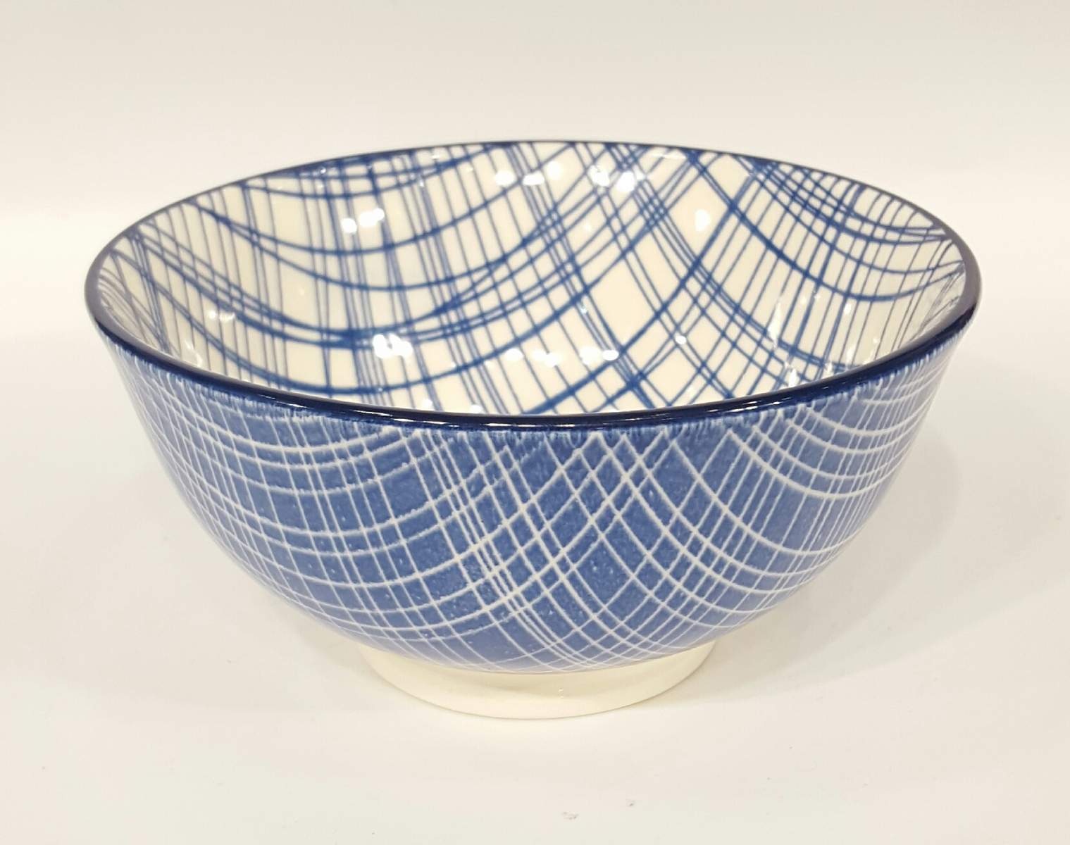 Schale "Nippon" Porzellan 0,25 l Blau mit weißen Linien