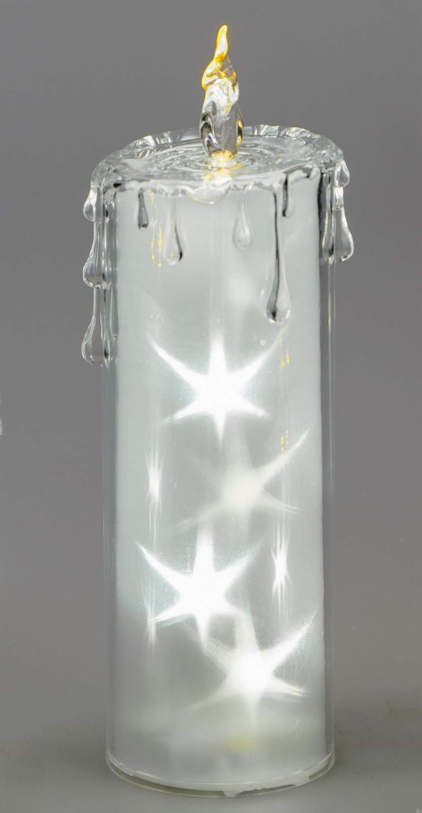 Acryl-Kerze mit weißem LED-Licht und silberner Spezialfolie, 7x24cm – Festliche Eleganz für Ihr Zuhause