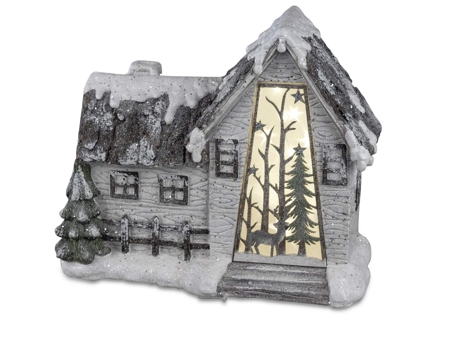 Deko-Haus 45cm Winterzeit+LED
