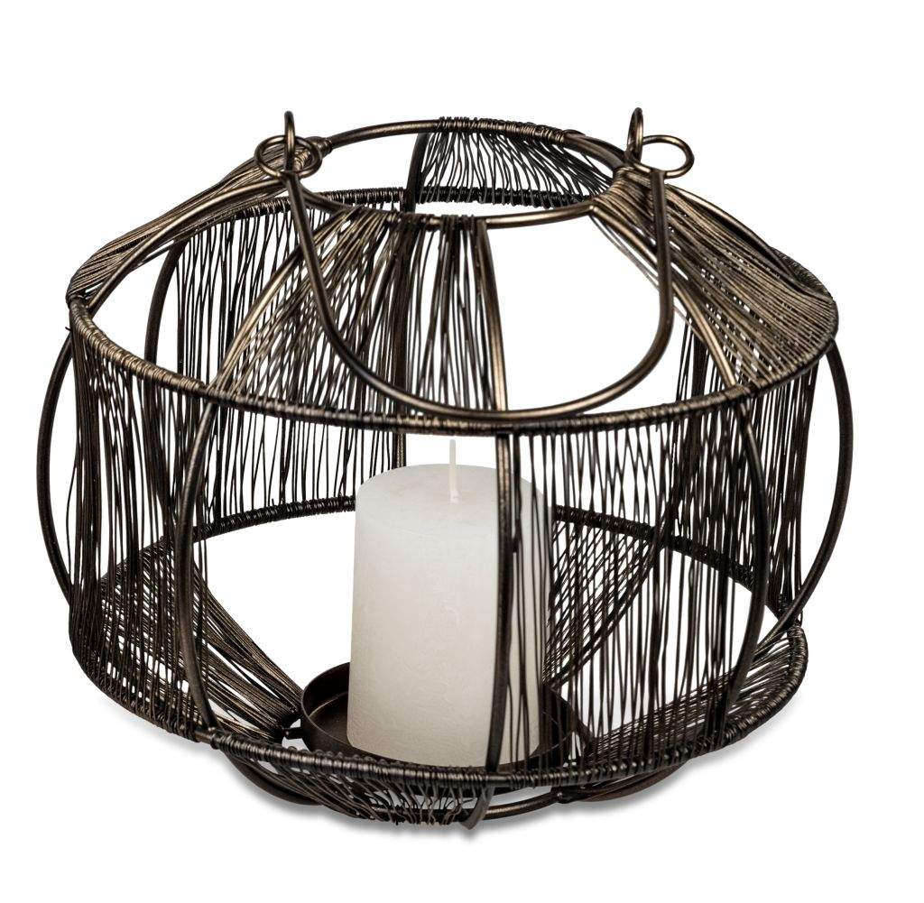 Windlicht „Kugel“ aus Metall mit Antik-Gold Finish - 24 x 21 cm