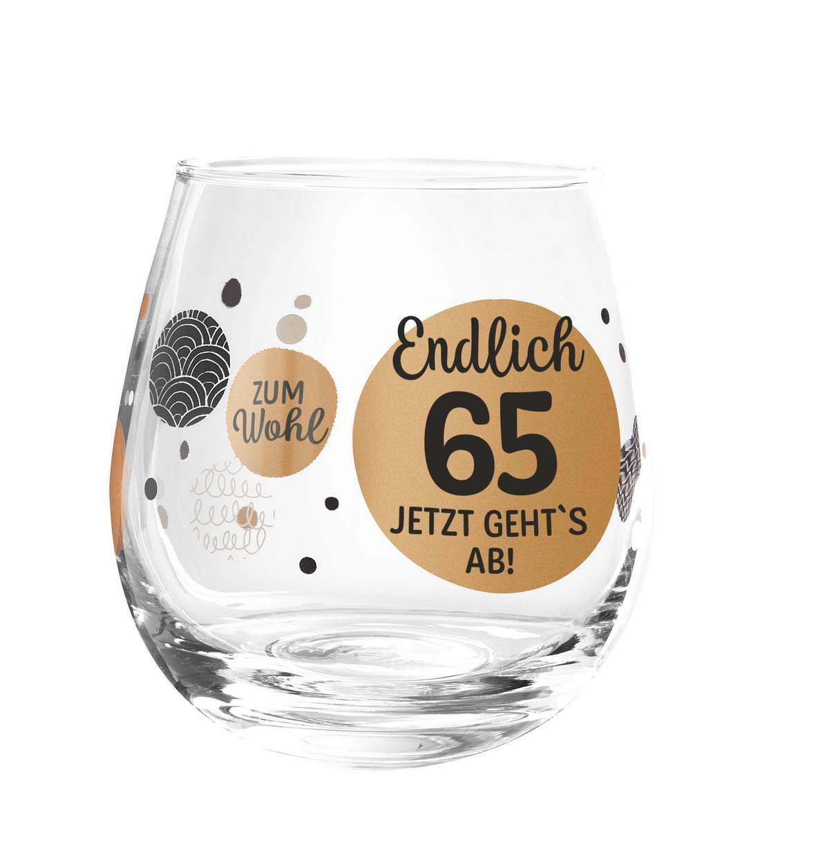 Trinkglas Cocktailglas mit Spruch - Endlich 65
