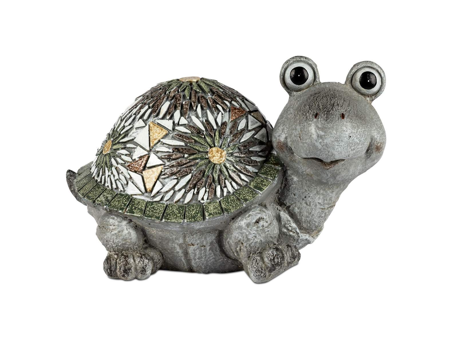 Deko-Schildkröte 33x24cm aus Magnesia mit handbemaltem Blumen-Mosaik
