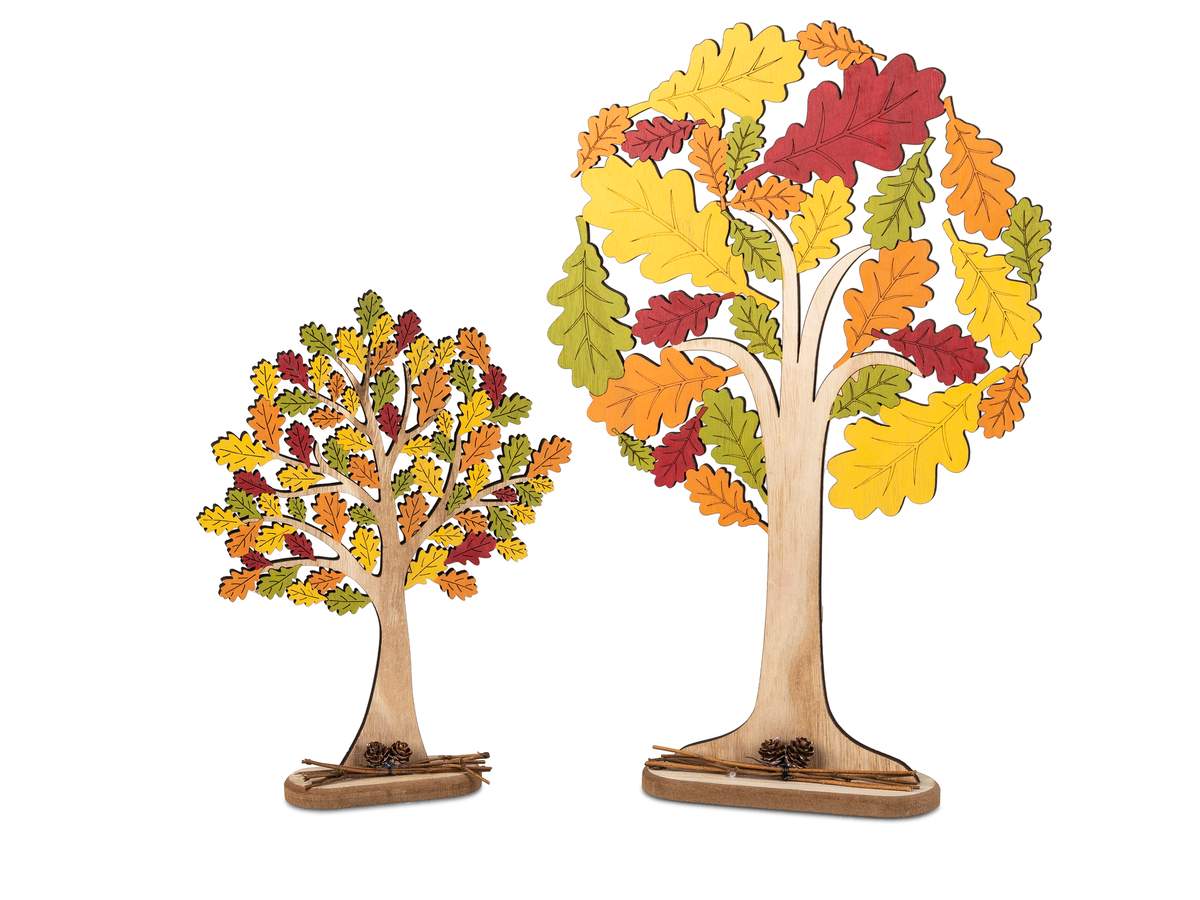 Handbemalter Deko-Baum aus Holz 30x46cm – Farbenfrohe Herbstdeko