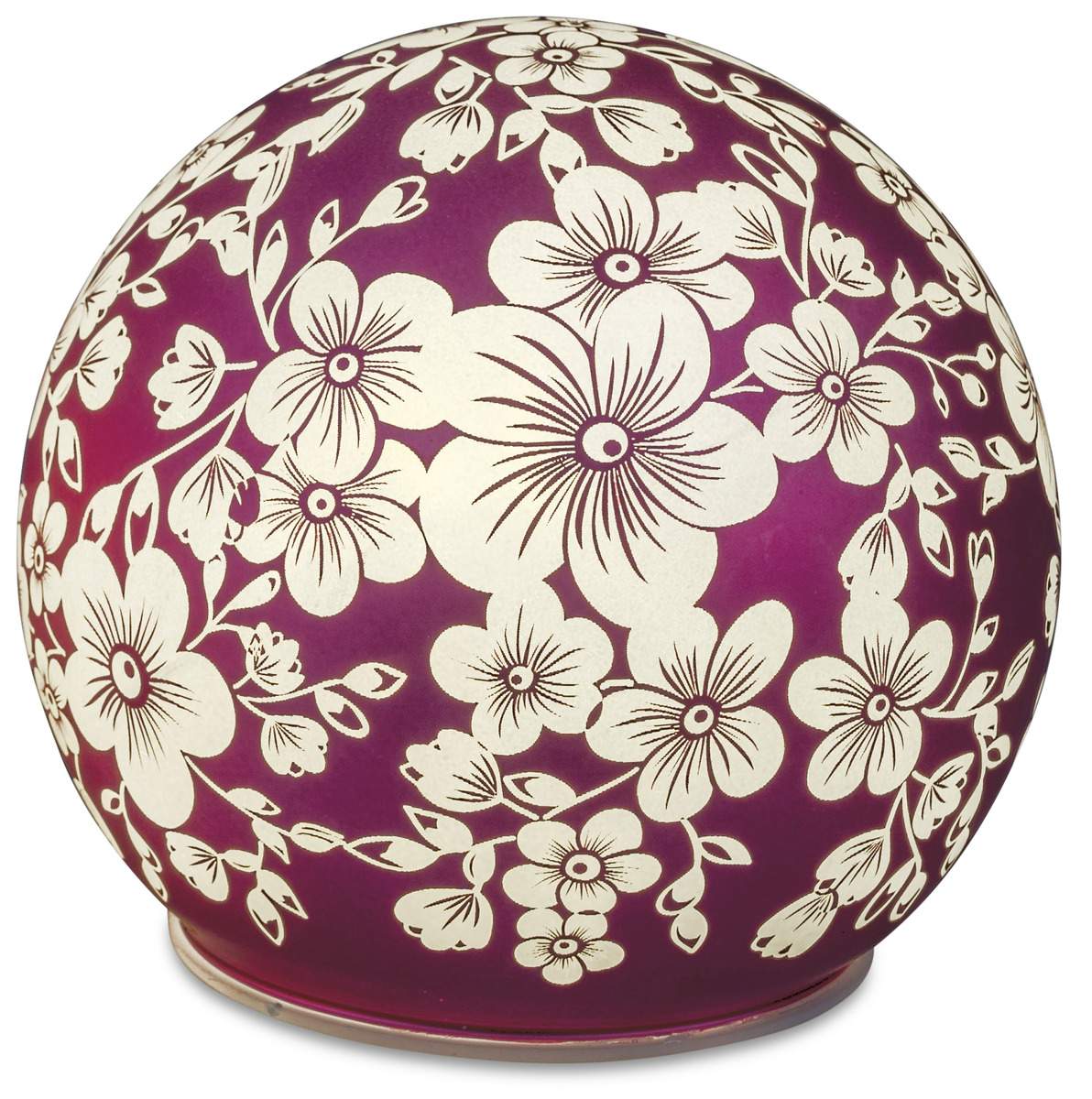 Deko Kugel Pink aus Farbglas mit LED-Licht und Timer, 12cm