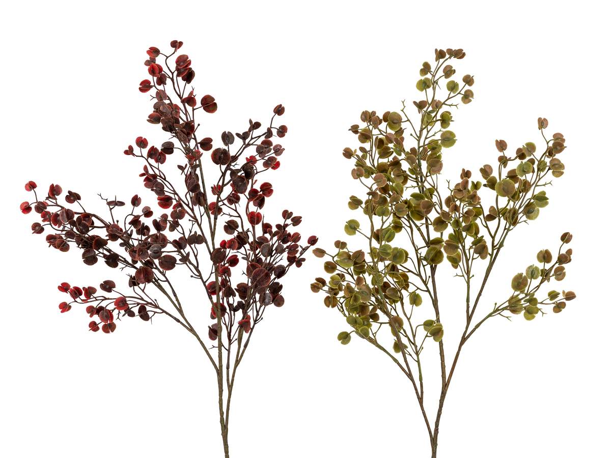 Blätterzweig 64 cm – Zufällige Farbsortierung in Dunkelrot oder Grün