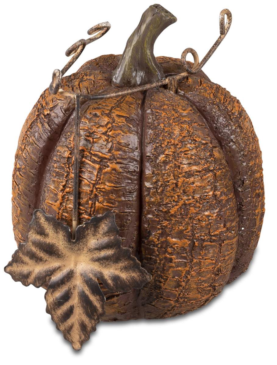 Handbemalter Deko-Kürbis 11cm – Herbstliche Eleganz aus Kunststein