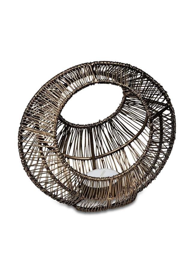 Windlicht „Kreis“ aus Metall mit Antik-Gold Finish - 16 x 15 cm