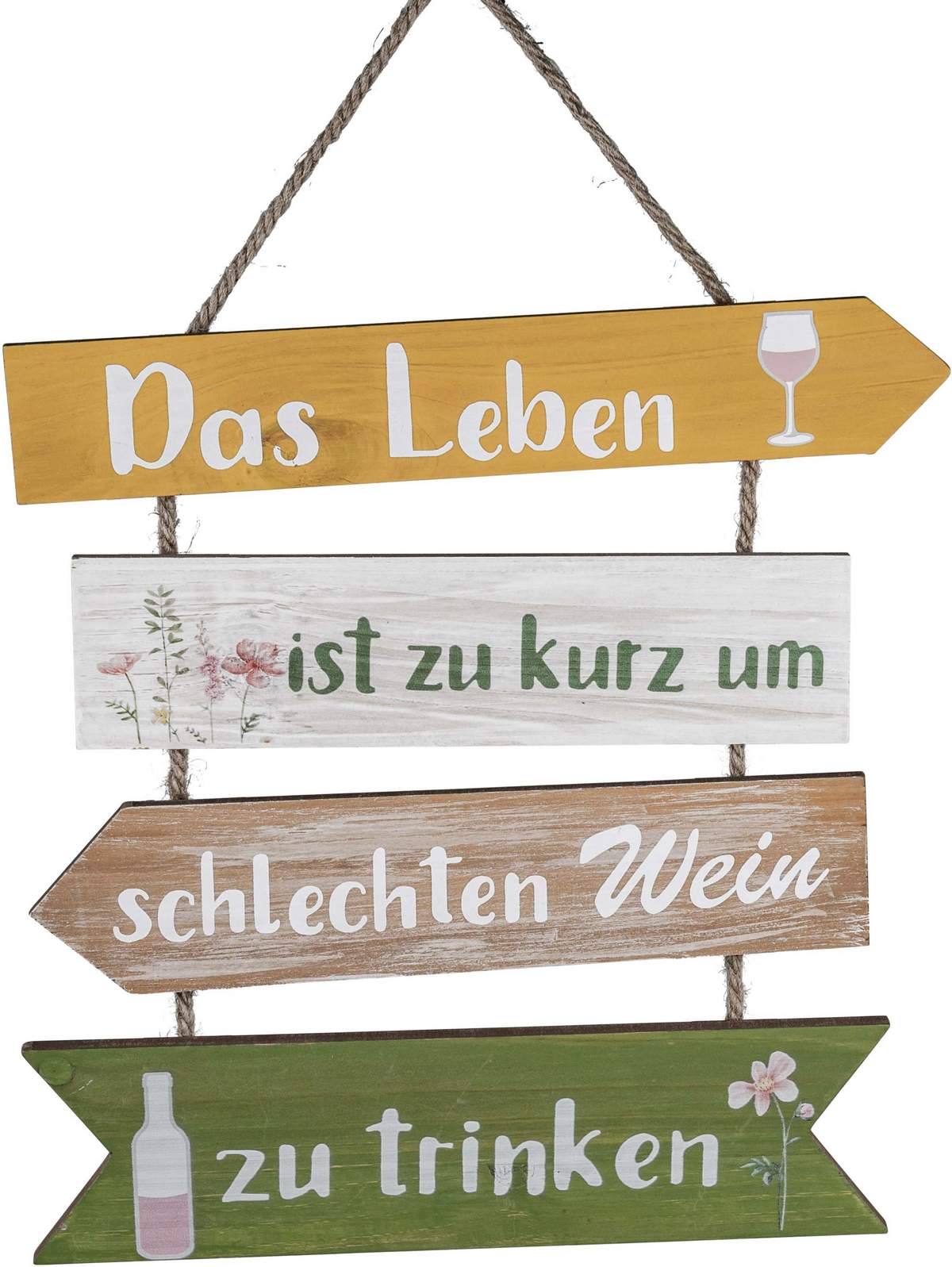 Hängendes Holzschild „Das Leben ist zu kurz“ - 29 x 30 cm