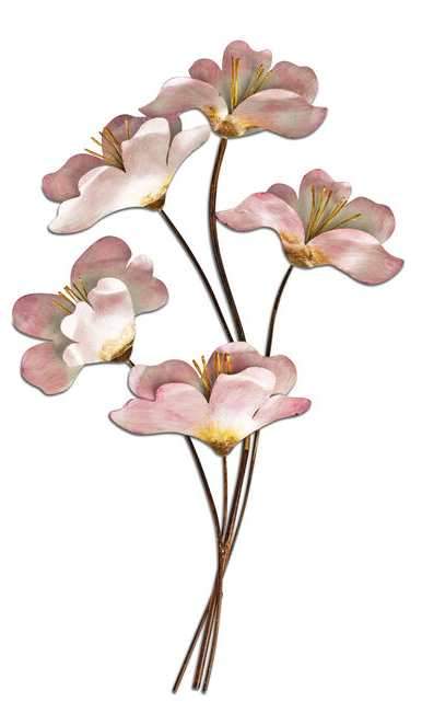 Wandblume aus Metall – 60 cm – Perlmutt-Schimmer