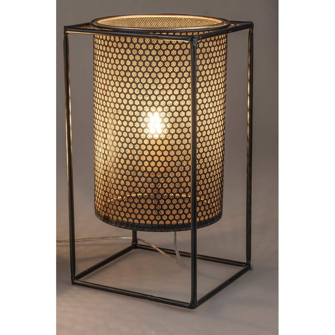 Lampe ca. 22x40cm Kreise schwarz-gold