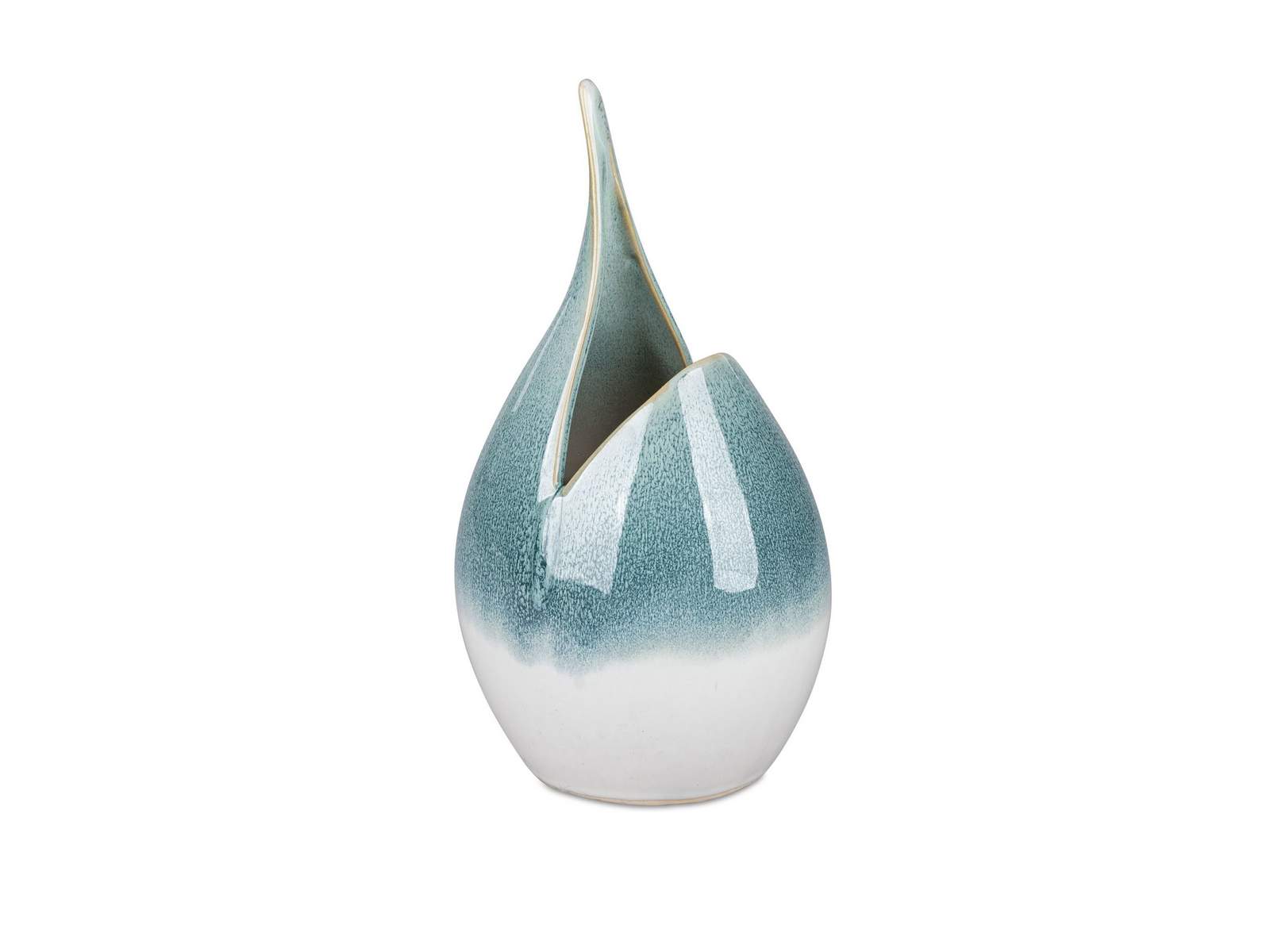 Handgefertigte Keramikvase mit mehrfarbiger Verlaufsglasur, 15x28cm