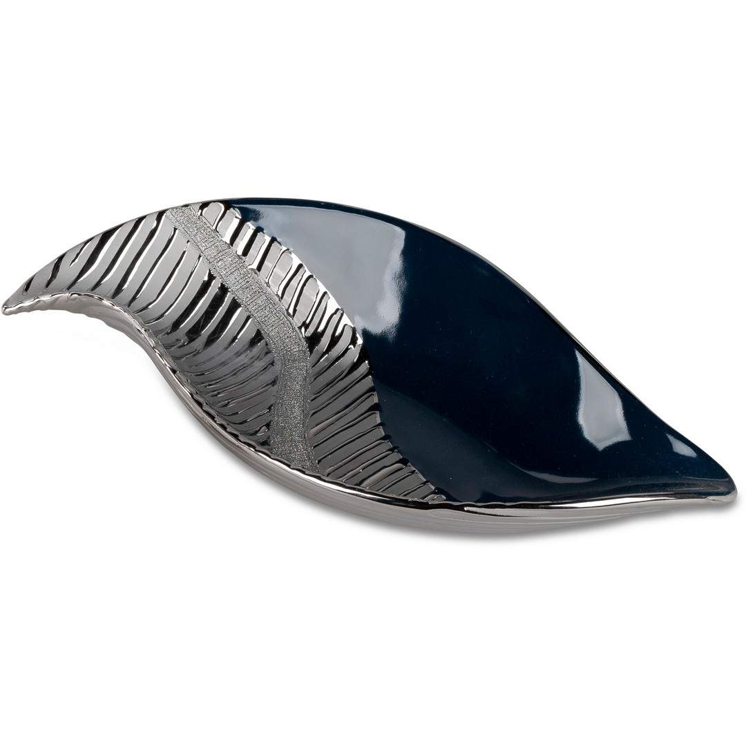 Deko-Schale 36cm Saphir-Silber