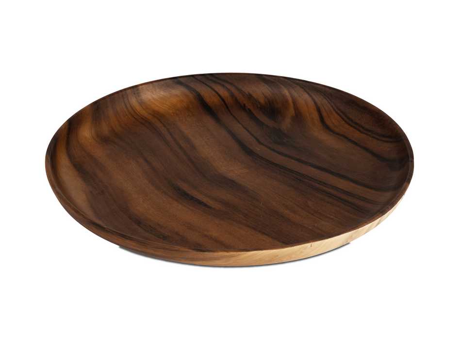 Deko-Teller 30cm Keramik Holzoptik, rund, matt