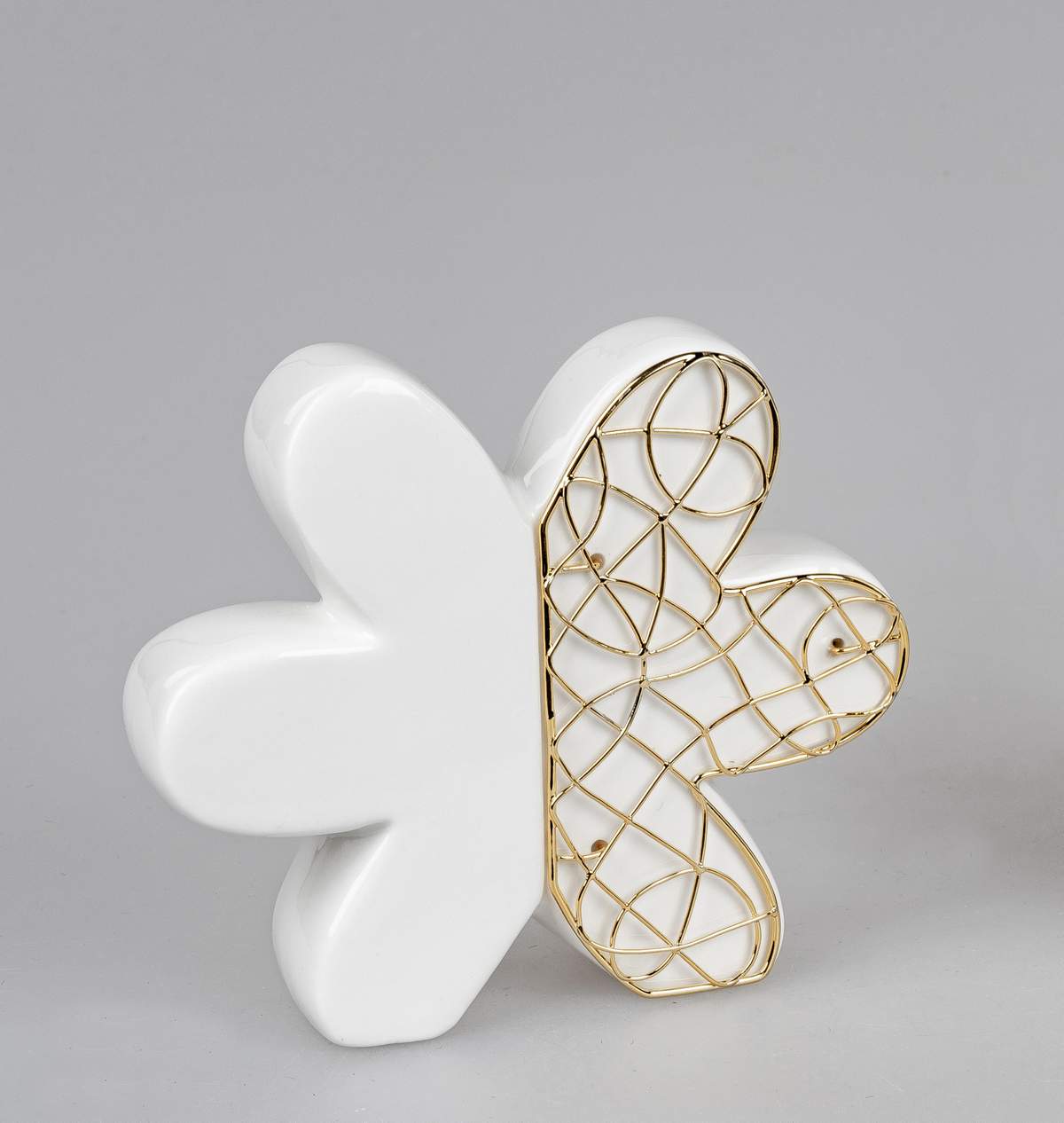Deko-Blume 16cm aus Porzellan weiss-gold