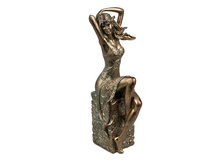 Bronzefarbene Sitzende Dame 29 cm Kunststein