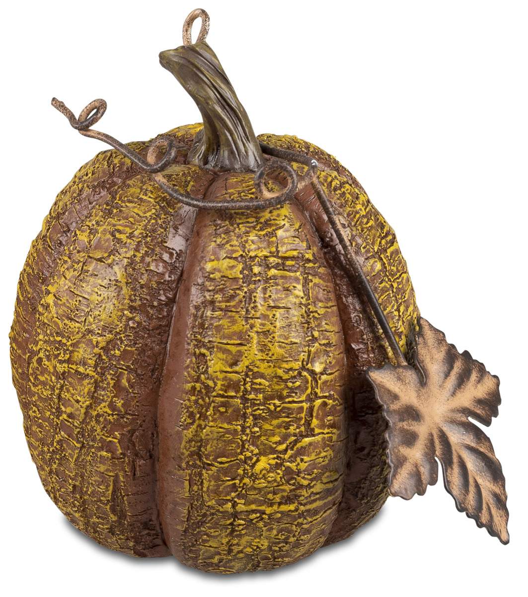 Handbemalter Deko-Kürbis 11cm – Herbstliche Eleganz aus Kunststein