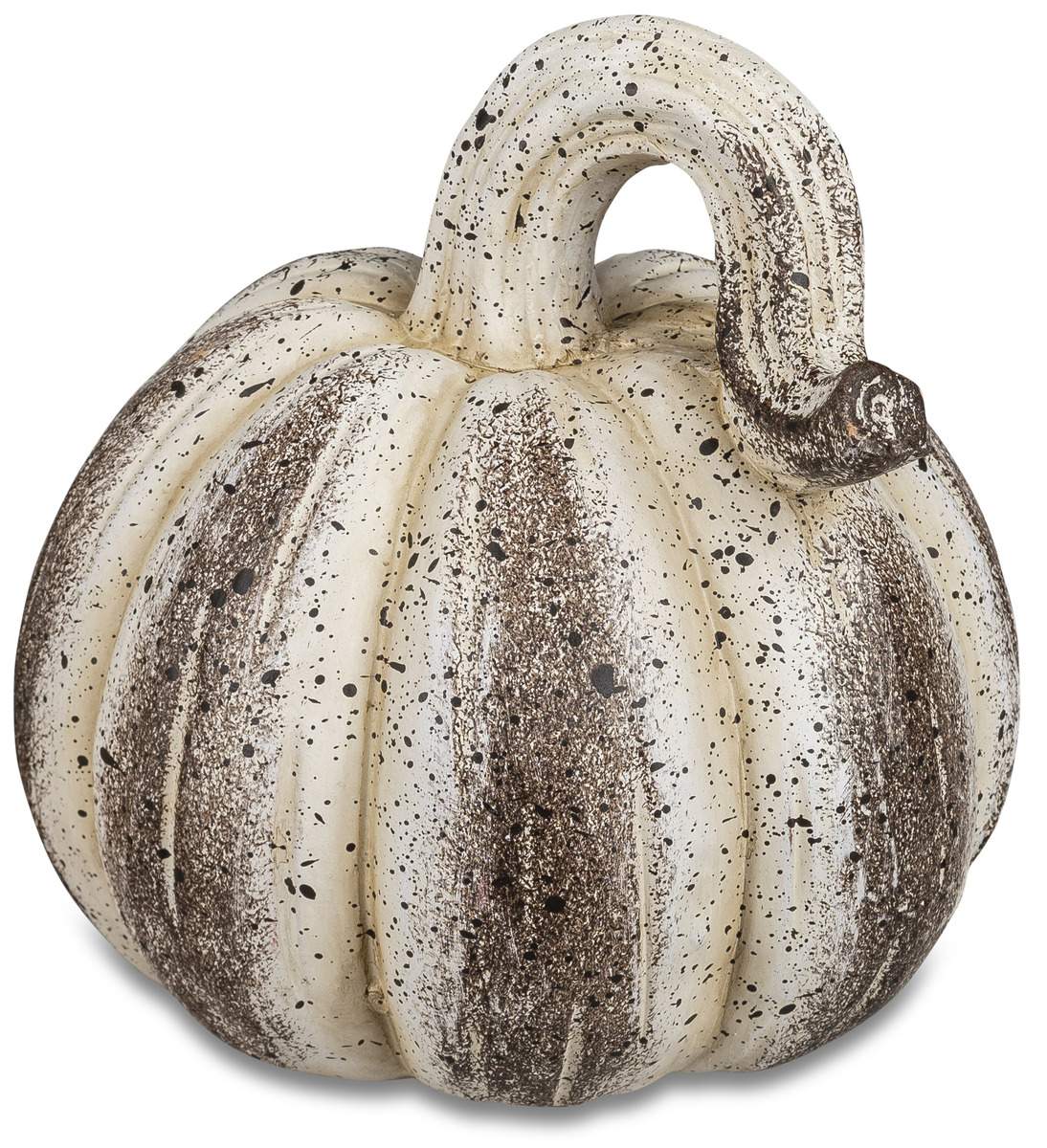 Deko-Kürbis in Antik-Creme, 16 cm – Handbemalte Terracotta mit matter Oberfläche
