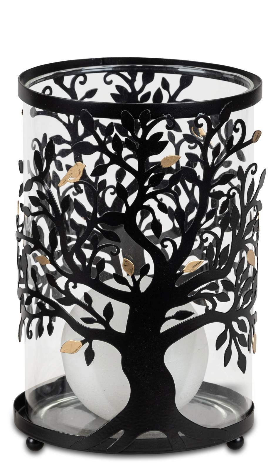 Windlicht "Golden Tree" – Baum Schwarz-Gold 19cm 565631