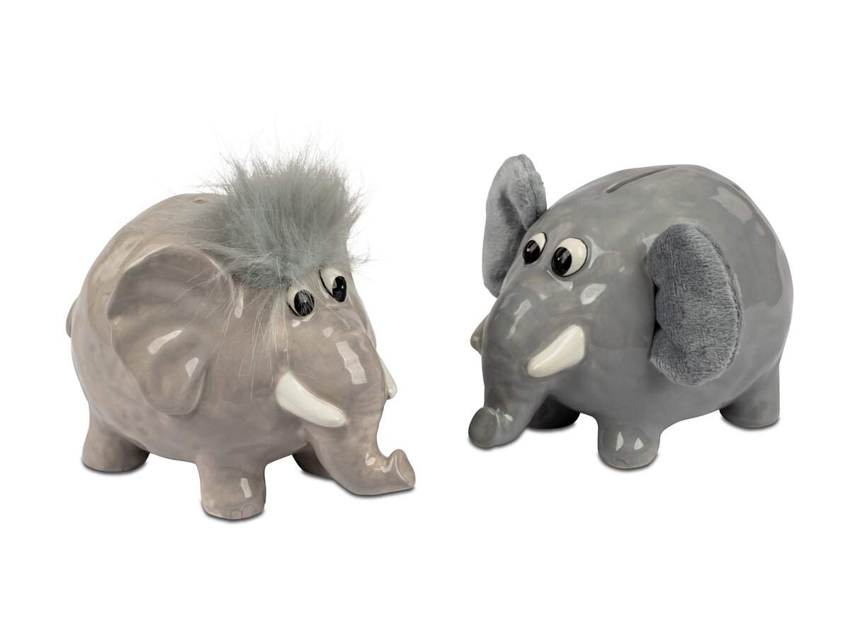 Charmante Elefanten-Spardose mit Schloss - 16cm Keramik