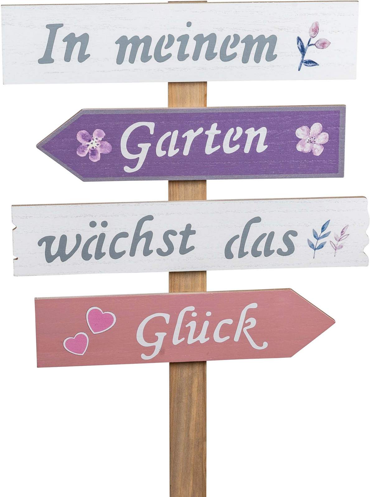 Gartenstecker Holz-Schild 'In meinem Garten wächst das Glück'