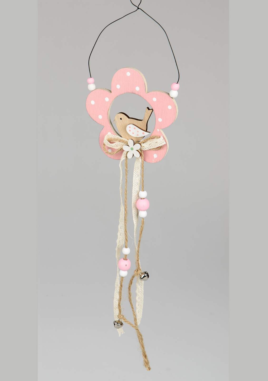 Formano Blumen Hänger rosa mit Vogel,ca.46cm 595386B