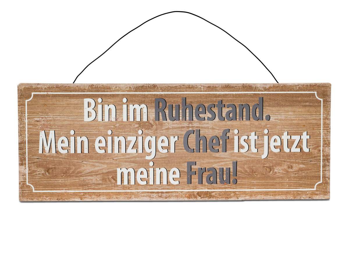 Humorvolles Wandbild aus Metall mit Draht-Aufhängung – 40 x 15 cm