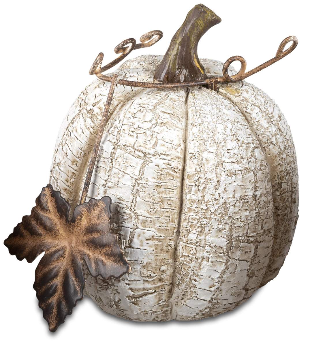 Handbemalter Deko-Kürbis 11cm – Herbstliche Eleganz aus Kunststein
